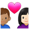 Couple with Heart- Woman- Man- Light Skin Tone- Medium Skin Tone emoji on Samsung